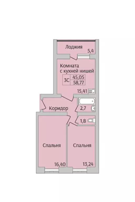 3-комнатная квартира: Новосибирск, улица Юности, 9 (58.77 м) - Фото 1