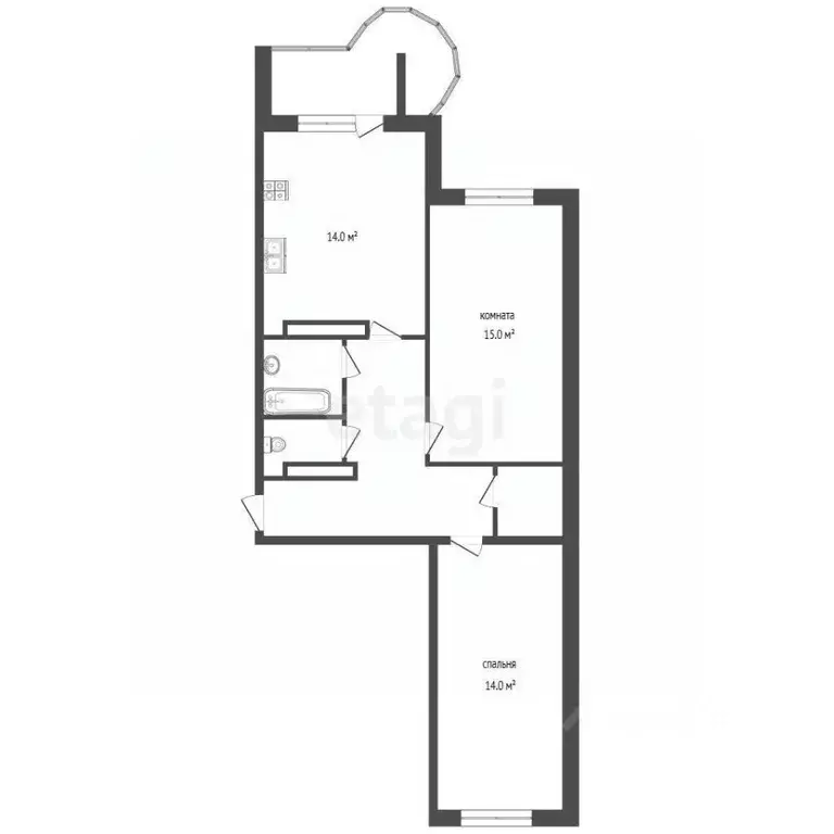 2-к кв. Саха (Якутия), Якутск ул. Дзержинского, 34/2 (64.1 м) - Фото 2