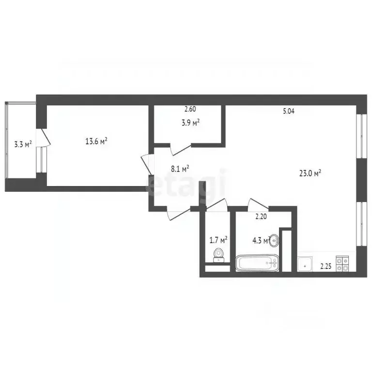 1-к кв. Ханты-Мансийский АО, Ханты-Мансийск Югорская ул., 17 (54.1 м) - Фото 1