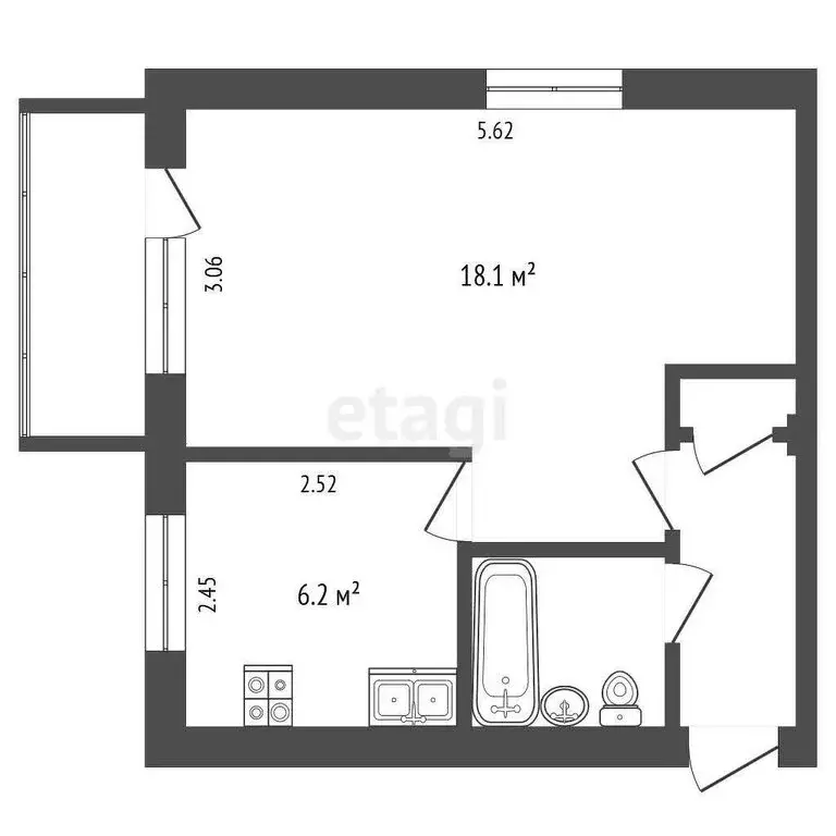 1-комнатная квартира: Череповец, улица Металлургов, 49 (30.6 м) - Фото 0