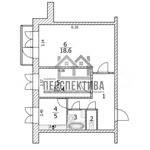 2-к. квартира, 44 м, 6/9 эт. - Фото 0