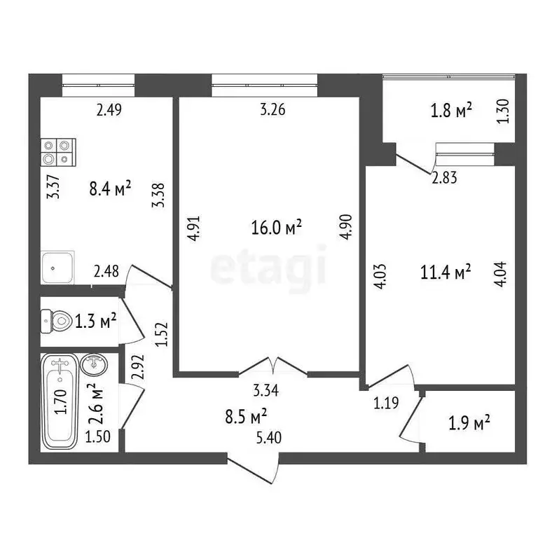 2-комнатная квартира: Стерлитамак, улица Артёма, 117 (50.1 м) - Фото 1