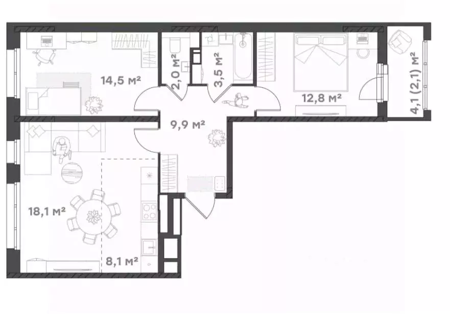 2-к кв. Ярославская область, Ярославль Тутаевское ш., 93Б (71.0 м) - Фото 1