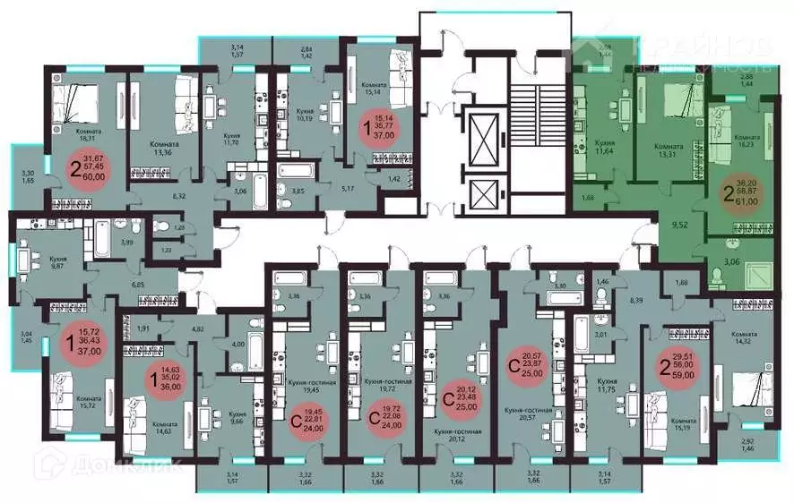 Продаётся 2-к квартира, 61 м - Фото 1