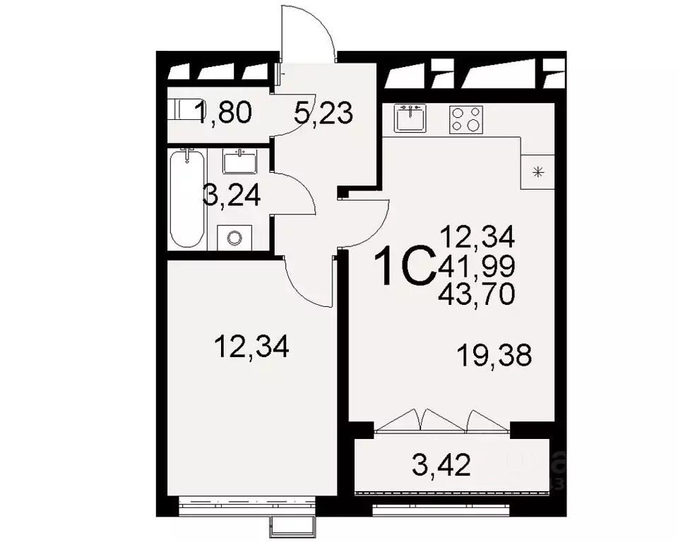 1-к кв. Тульская область, Тула Путейская ул., 11 (41.99 м) - Фото 0