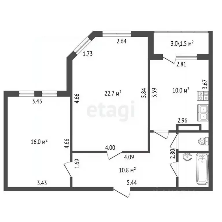 2-к кв. Санкт-Петербург Лабораторный просп., 18к1 (65.0 м) - Фото 2