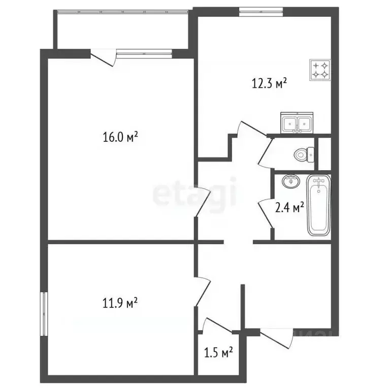 2-к кв. Санкт-Петербург Богатырский просп., 29К2 (57.0 м) - Фото 2