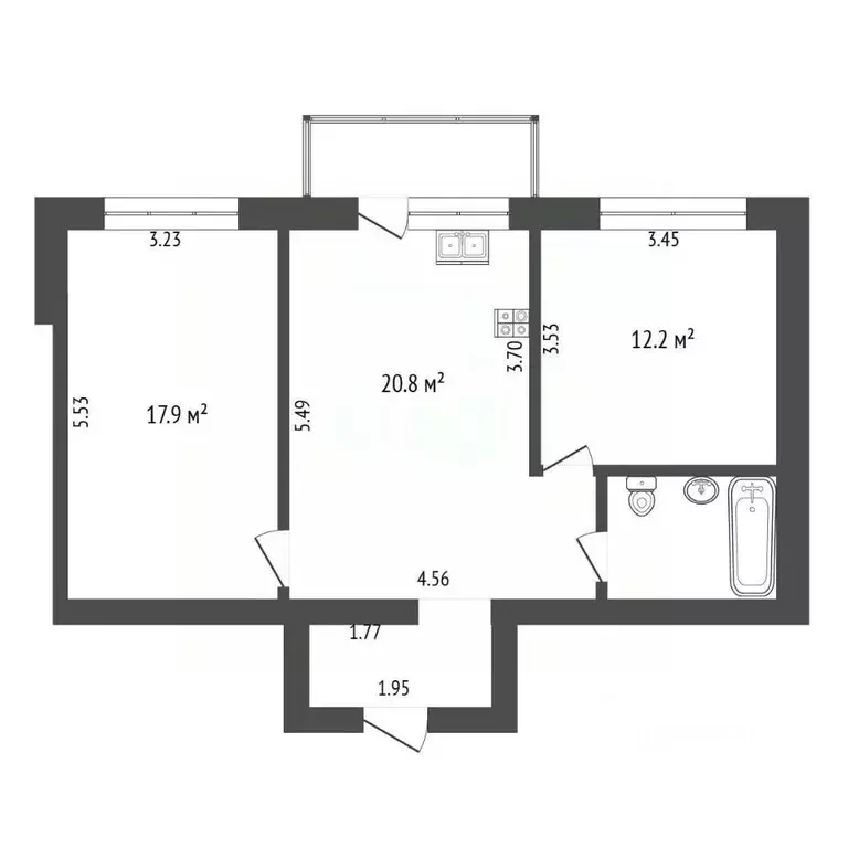 2-к кв. Тюменская область, Тюмень ул. Оловянникова, 15 (58.2 м) - Фото 1