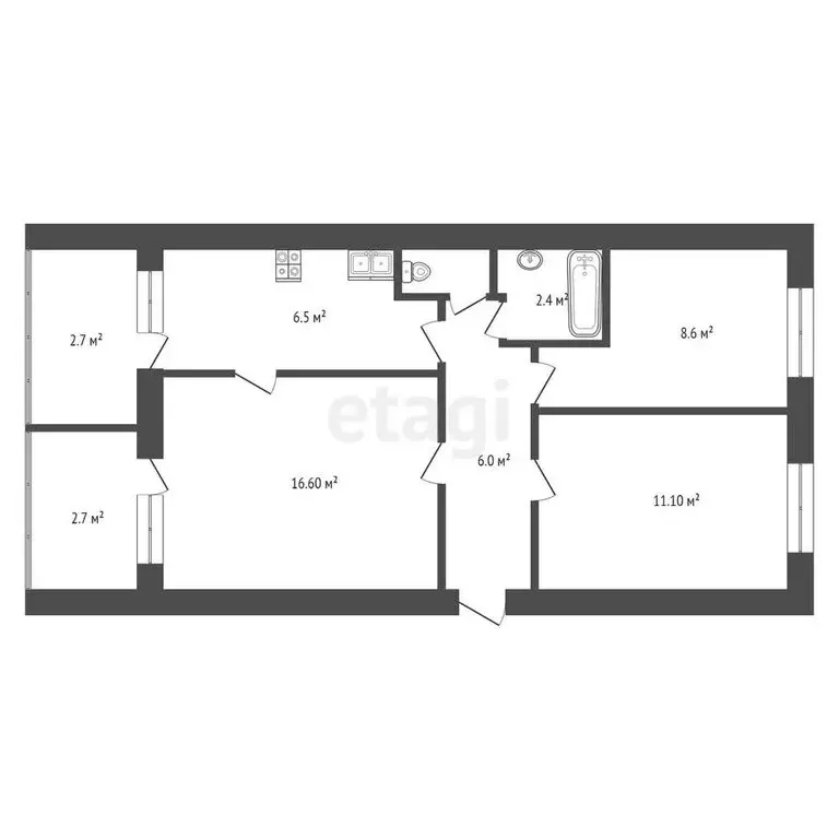 3-комнатная квартира: Феодосия, улица Дружбы, 22 (52.4 м) - Фото 1