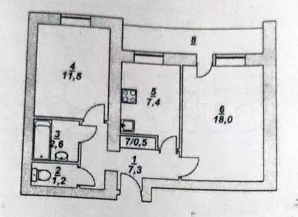2-к. квартира, 48,5 м, 5/9 эт. - Фото 0
