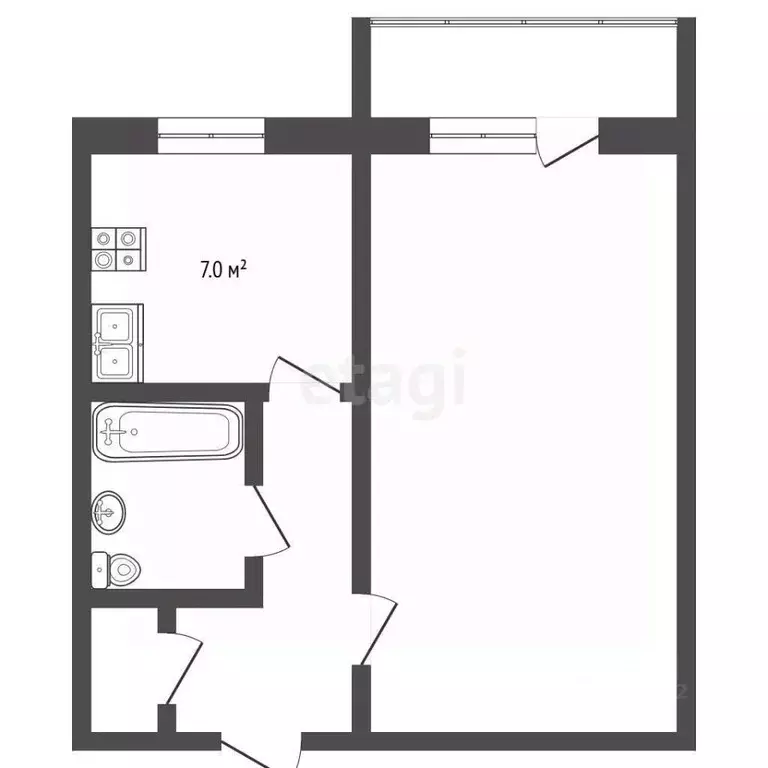 1-к кв. Ставропольский край, Пятигорск ул. Пальмиро Тольятти (33.5 м) - Фото 2