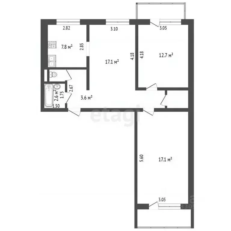 3-к кв. Кемеровская область, Кемерово Молодежный просп., 9А (66.2 м) - Фото 2