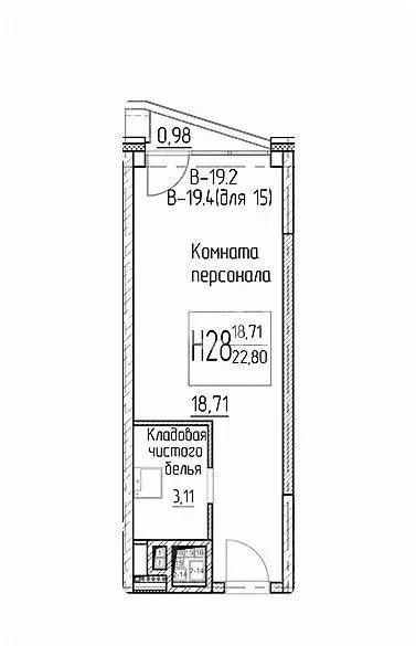 Студия Московская область, Одинцово ул. Чистяковой, 8с2 (24.8 м) - Фото 2
