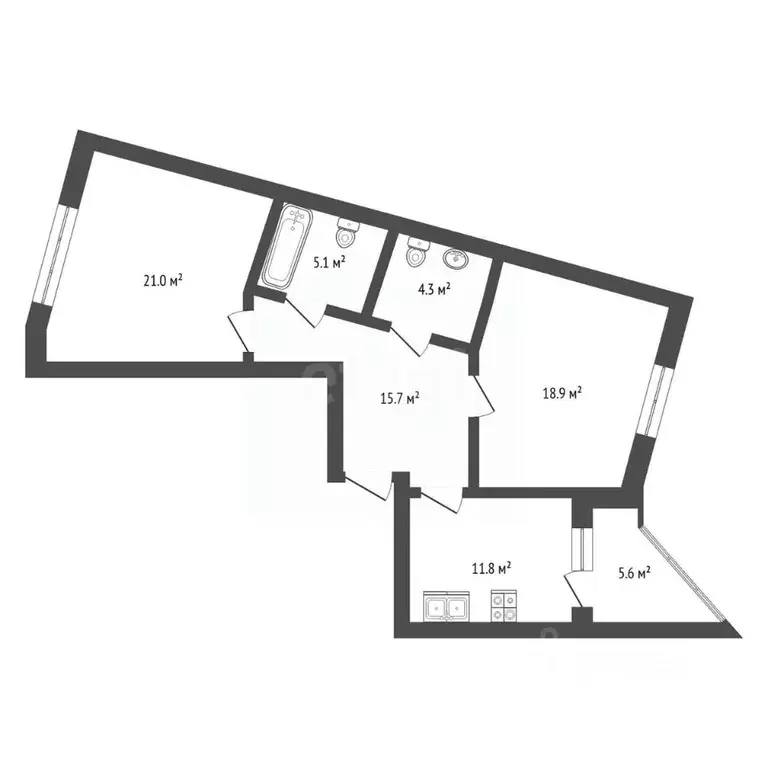 2-к кв. Тюменская область, Тюмень Широтная ул., 189к1 (79.0 м) - Фото 1