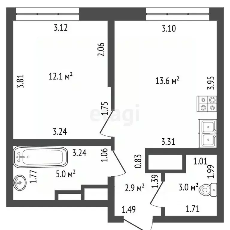 1-к кв. Санкт-Петербург ул. Челюскина, 10 (36.6 м) - Фото 2