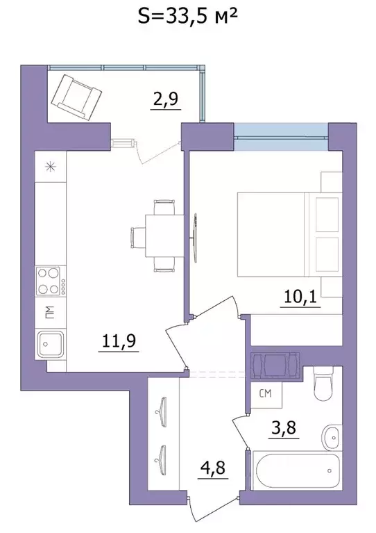 1-к кв. Карелия, Петрозаводск ул. Фурманова, 41 (33.5 м) - Фото 1