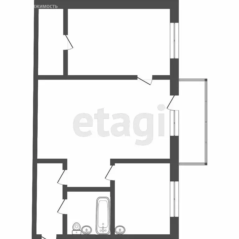 2-комнатная квартира: Северск, улица Царевского, 9 (45 м) - Фото 1
