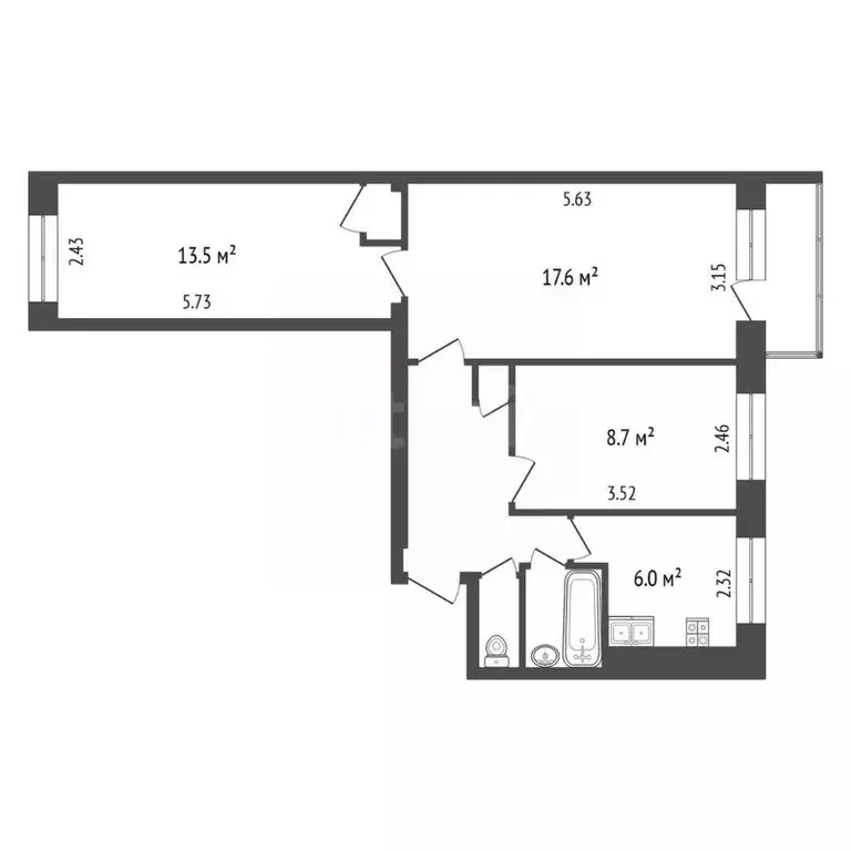 3-к кв. Москва Лобненская ул., 6 (56.0 м) - Фото 1