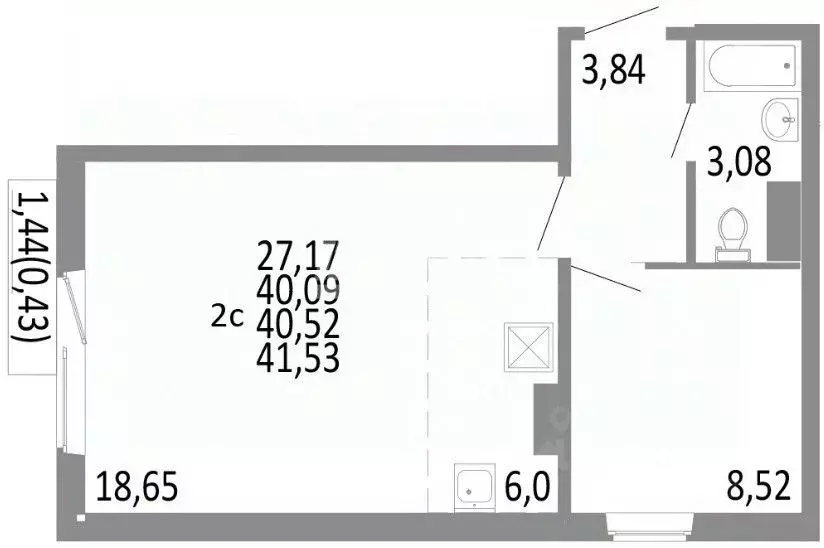 2-к кв. Челябинская область, Челябинск ул. Блюхера, 125Б (40.09 м) - Фото 1