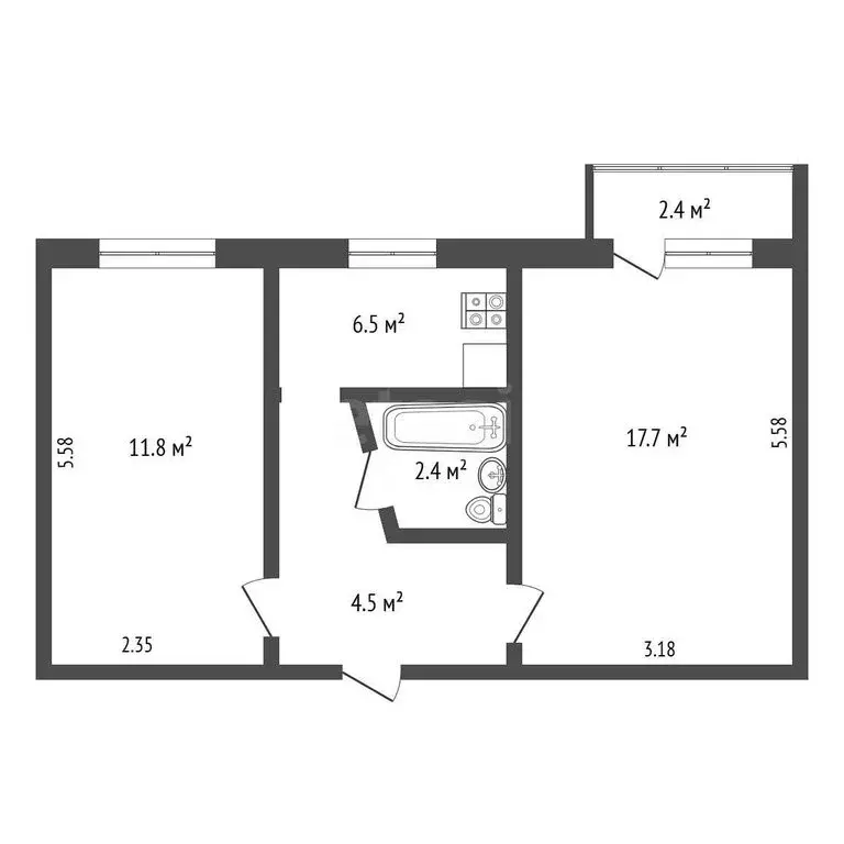 2-комнатная квартира: Анапа, улица Чехова, 2 (42 м) - Фото 0