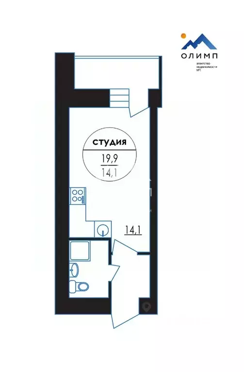 Студия Вологодская область, Вологда ул. Ломоносова, 4 (19.9 м) - Фото 1