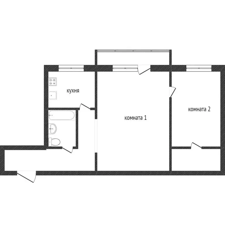 2-комнатная квартира: Златоуст, проспект имени Ю.А. Гагарина, 6-я ... - Фото 1