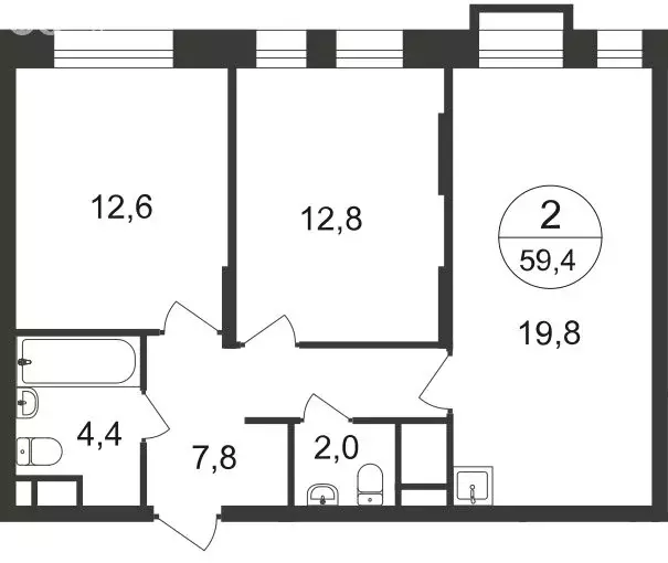 2-комнатная квартира: Московский, улица Лаптева, 9 (59.4 м) - Фото 0