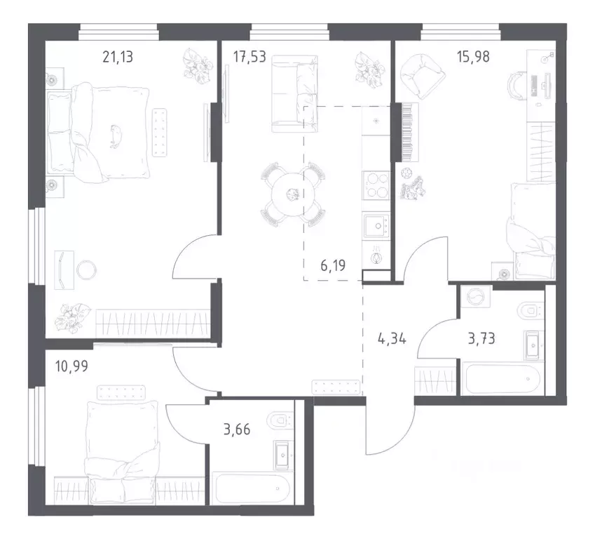 3-к кв. Башкортостан, Уфа ул. Минигали Губайдуллина, 8к9 (83.55 м) - Фото 0