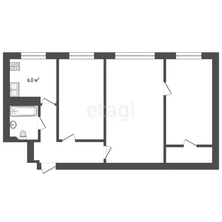 3-комнатная квартира: Рыбинск, улица Плеханова, 32 (56.8 м) - Фото 0