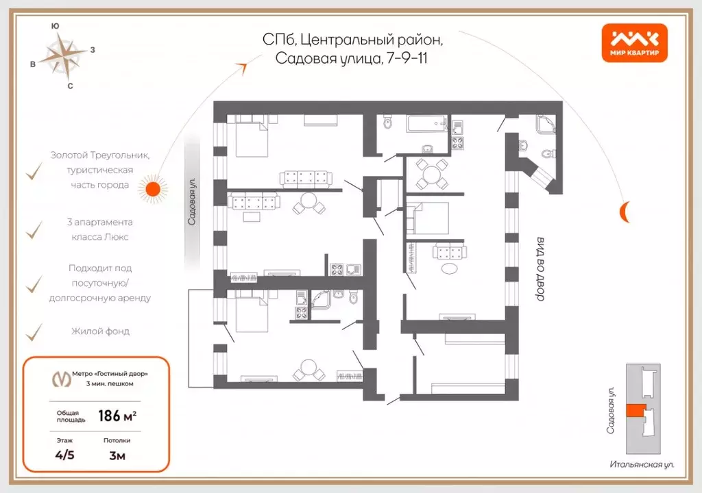 Помещение свободного назначения в Санкт-Петербург Садовая ул., 7-9-11 ... - Фото 2