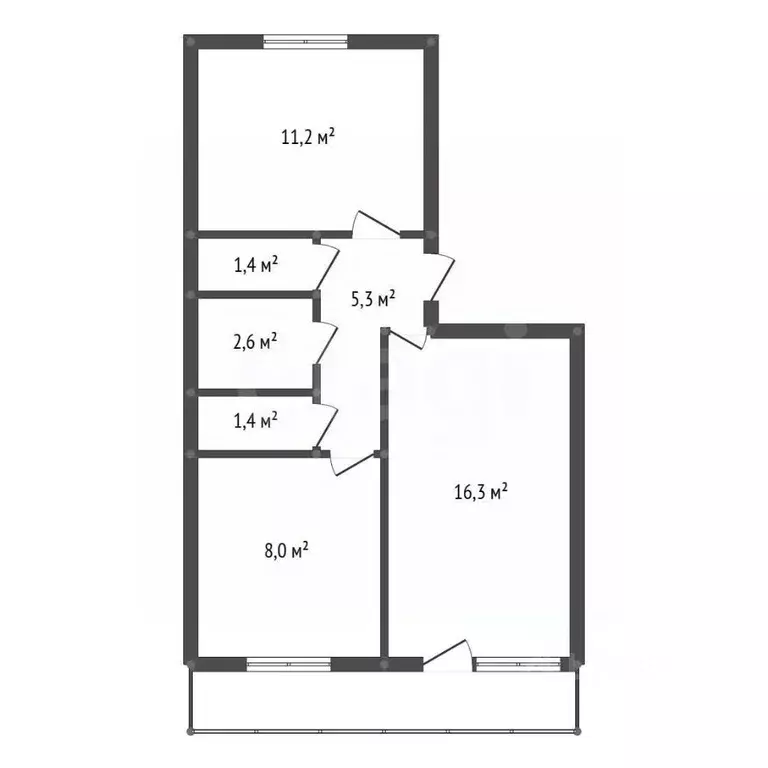 2-к кв. Амурская область, Свободный Литвиновская ул., 2/2 (46.2 м) - Фото 2