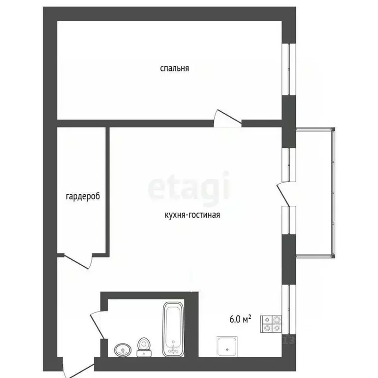 2-к кв. Тюменская область, Тюмень проезд Геологоразведчиков, 42 (45.0 ... - Фото 1