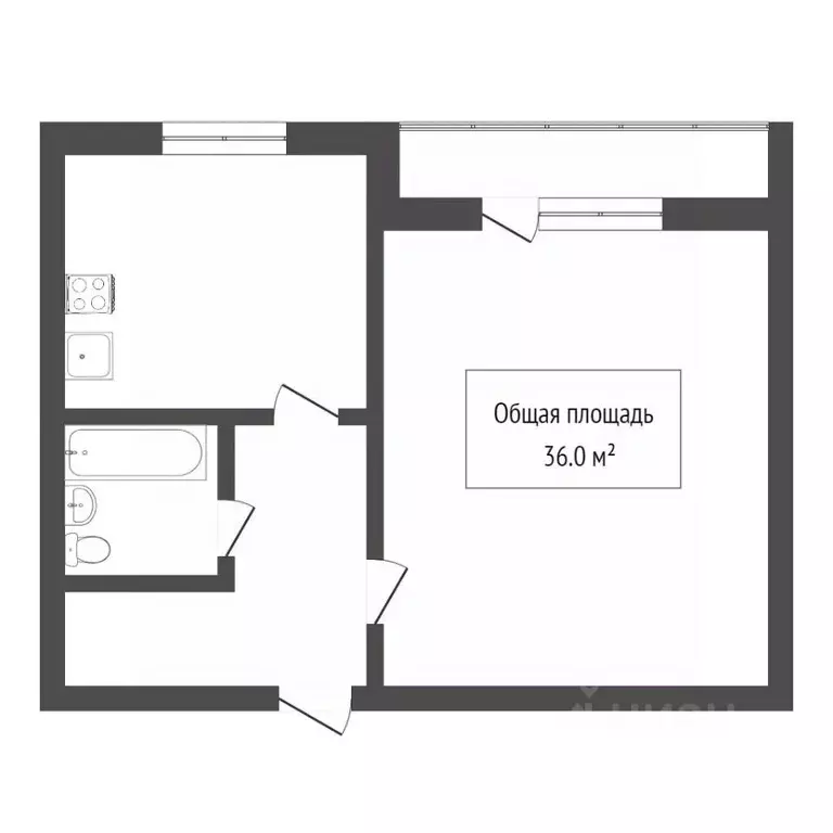 1-к кв. Томская область, Томск ул. Сергея Лазо, 32 (36.0 м) - Фото 2