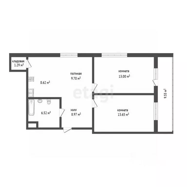 2-к кв. Тюменская область, Тюмень ул. Дмитрия Менделеева, 16 (61.1 м) - Фото 1