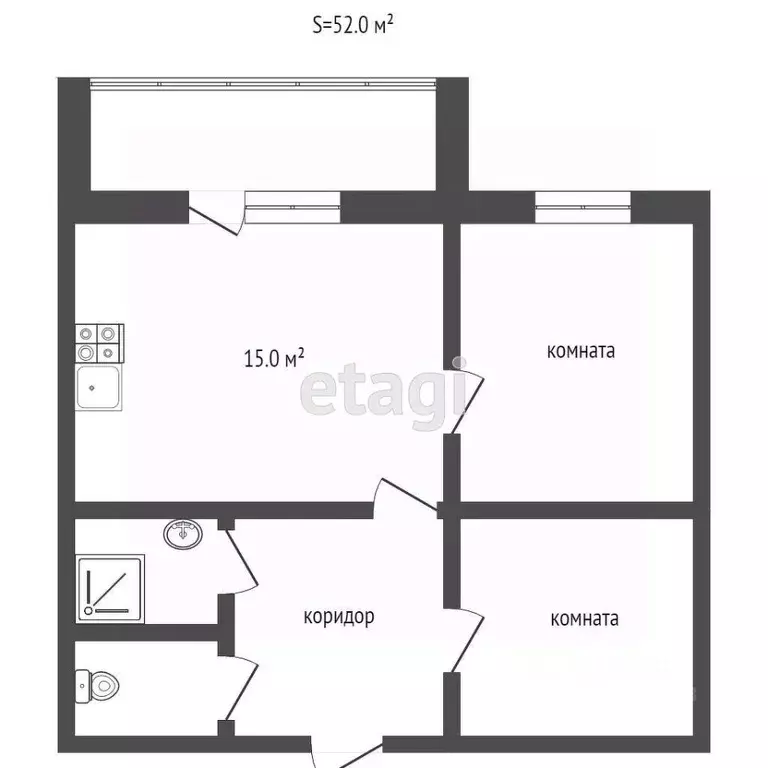 2-к кв. Ханты-Мансийский АО, Сургут ул. Крылова, 26 (48.0 м) - Фото 2