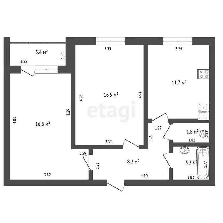 2-комнатная квартира: село Мариинский, микрорайон Лазурный, Лазурная ... - Фото 1