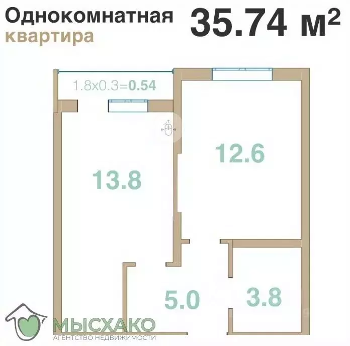 1-к кв. Краснодарский край, Новороссийск городской округ, с. Мысхако ... - Фото 2