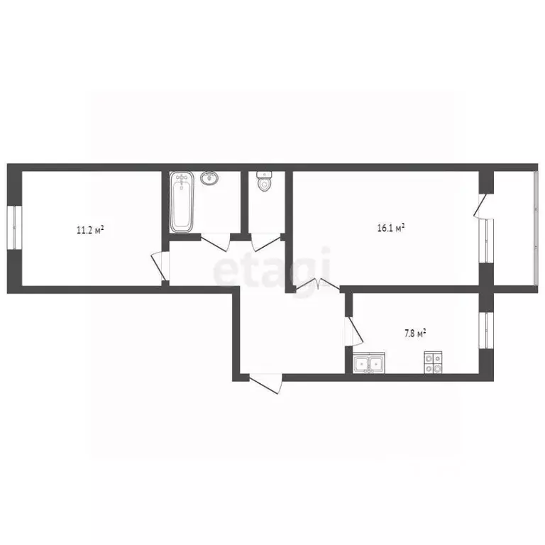 2-к кв. Костромская область, Кострома проезд 1-й Сосновый, 25 (46.0 м) - Фото 0