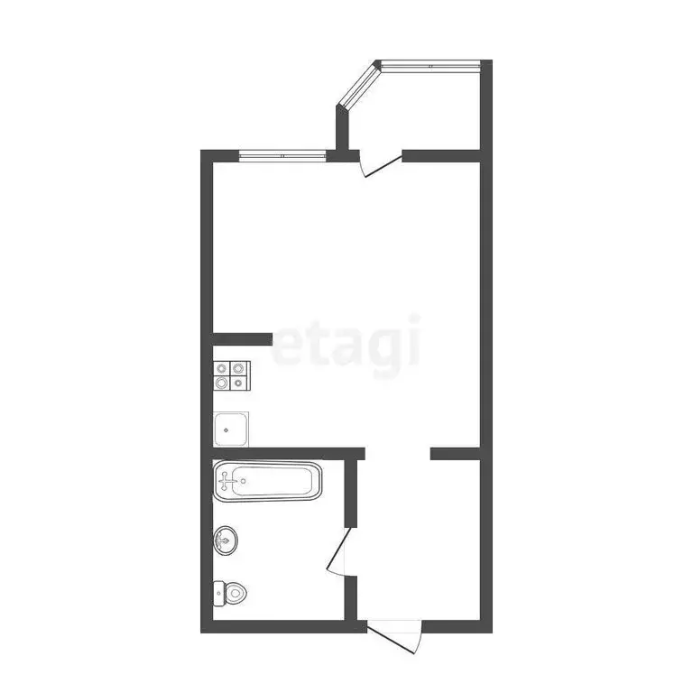 Квартира-студия: село Осиновая Гора, 2-й Восточный проезд, 6 (27.3 м) - Фото 1