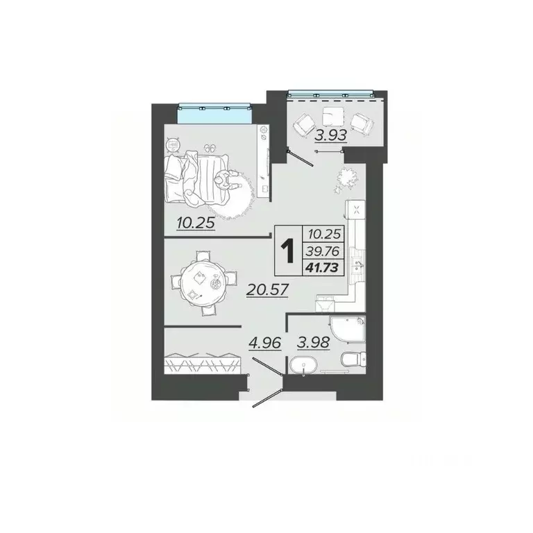 1-к кв. Брянская область, Брянск Архитектор жилой комплекс (41.73 м) - Фото 0