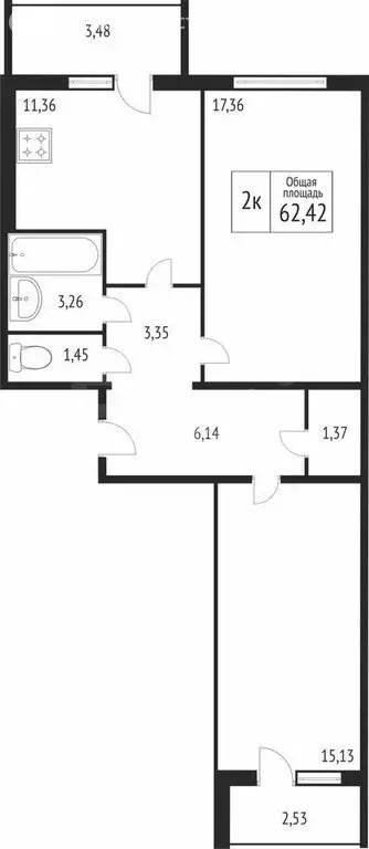 2-комнатная квартира: Кострома, Ново-Полянская улица, 1 (62.5 м) - Фото 1