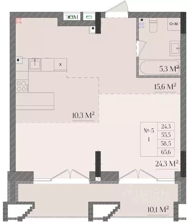 1-к кв. Нижегородская область, Нижний Новгород ул. Семашко, 17А/1 ... - Фото 0