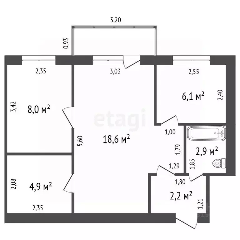 2-к кв. Челябинская область, Чебаркуль ул. Крупской, 18 (43.0 м) - Фото 2