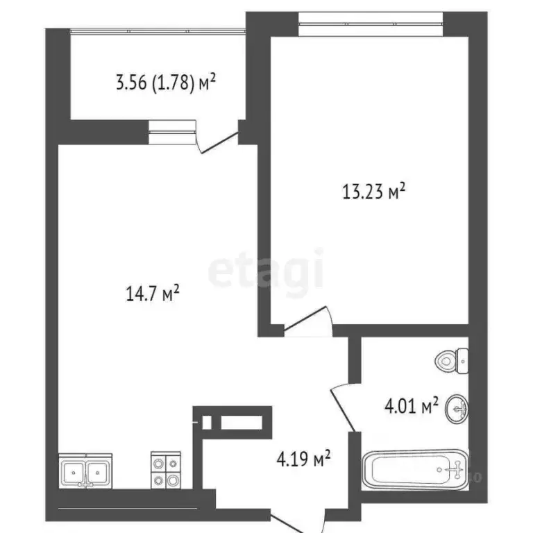 1-к кв. Тюменская область, Тюменский муниципальный округ, д. Патрушева ... - Фото 1