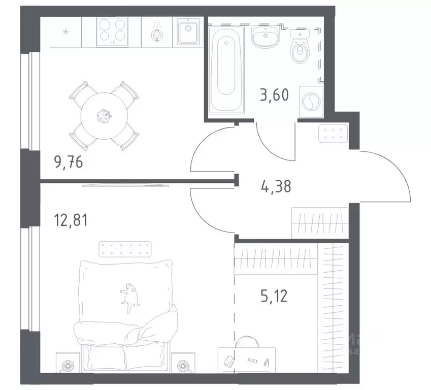 1-к кв. Башкортостан, Уфа ул. Рашита Манурова (35.67 м) - Фото 1