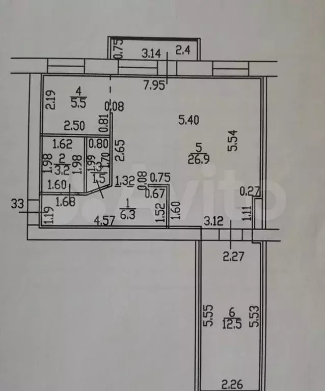 3-к. квартира, 55,9 м, 5/5 эт. - Фото 0