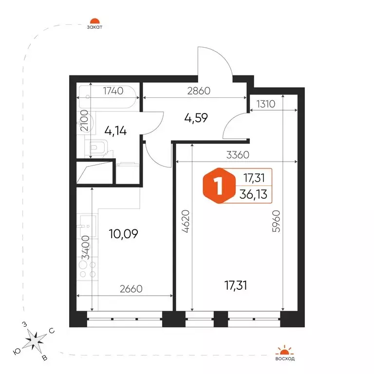 1-комнатная квартира: посёлок городского типа Некрасовский, Заводская ... - Фото 1