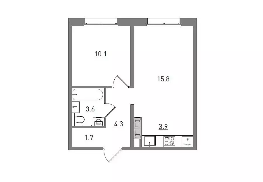 2-комнатная квартира: Киров, Чистопрудненская улица, 13А (39.4 м) - Фото 1