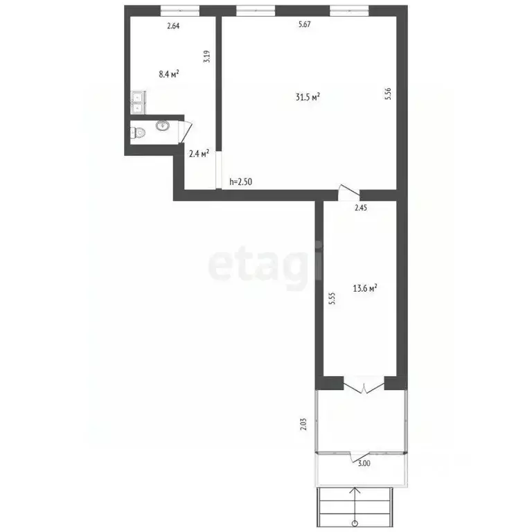 Торговая площадь в Камчатский край, Елизово ул. Ленина, 36 (57 м) - Фото 2