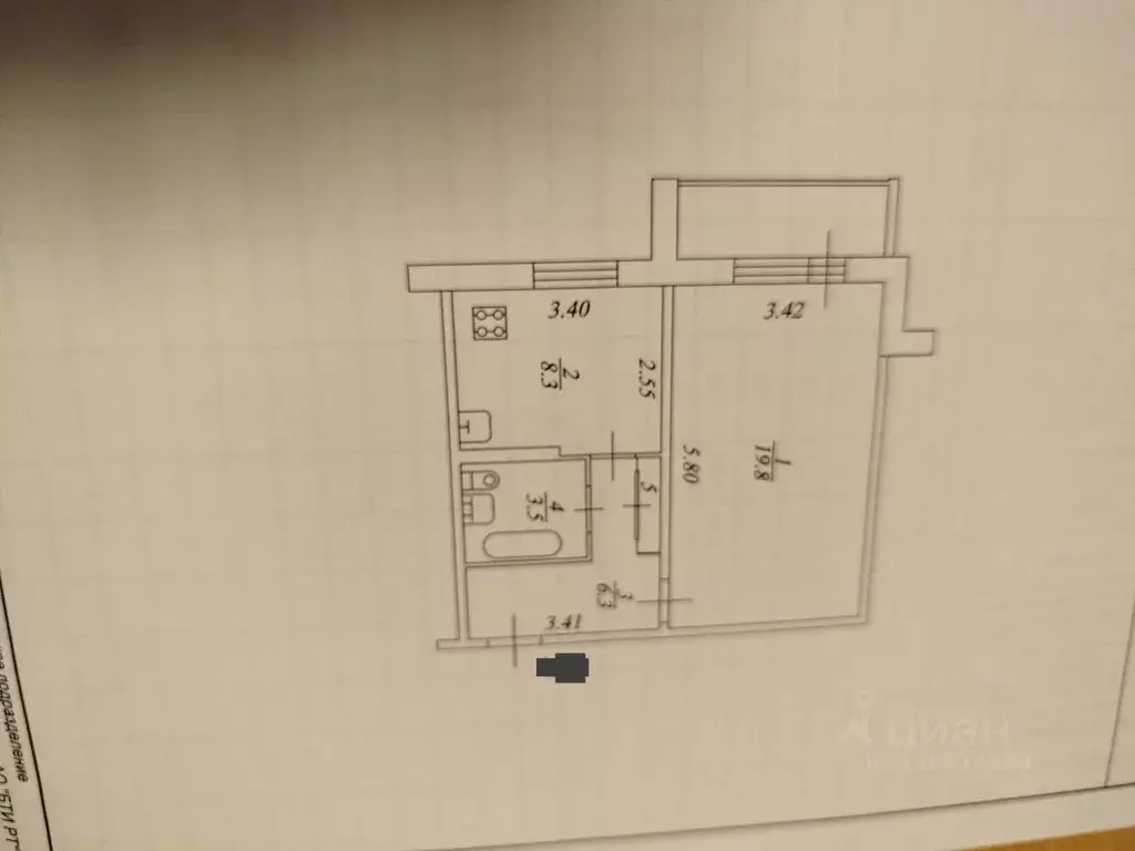 1-к кв. Татарстан, Нижнекамск ул. Сююмбике, 50 (39.0 м) - Фото 0
